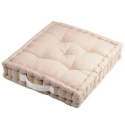 Stof Matelas Et Coussins De Sol Coussin De Sol Bicolore Coton Souris/gris 45 X 45 -Plaids Soldes coussin de sol bicolore coton lin 45 x 45