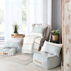 Lovely Casa Matelas Et Coussins De Sol Coussin De Sol Coton Azur 45x45cm -Plaids Soldes coussin de sol coton azur 45x45cm 2