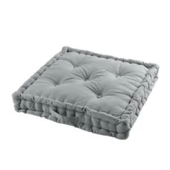 Douceur D'Intérieur Matelas Et Coussins De Sol Coussin De Sol Coton Lin 60x60cm -Plaids Soldes coussin de sol coton gris 60x60cm