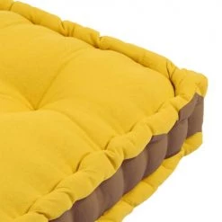 Lovely Casa Matelas Et Coussins De Sol Coussin De Sol Coton Moutarde Taupe 50x50cm -Plaids Soldes coussin de sol coton moutarde taupe 50x50cm 3