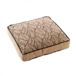 Douceur D'Intérieur Matelas Et Coussins De Sol Coussin De Sol En Jute Avec Imprimé Feuilles Jute Noir 40x40cm