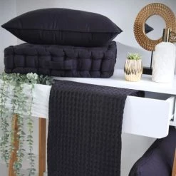 Stof Matelas Et Coussins De Sol Coussin De Sol En Satin De Coton Carbone 45x45cm -Plaids Soldes coussin de sol en satin de coton carbone 45x45cm 1