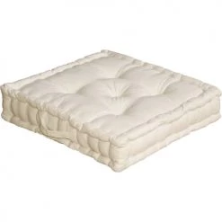 Home Maison Matelas Et Coussins De Sol Coussin De Sol Uni En Pur Coton Coton Ecru 50 X 50