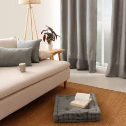 Home Maison Matelas Et Coussins De Sol Coussin De Sol Uni En Pur Coton Coton Gris 50 X 50 -Plaids Soldes coussin de sol uni en pur coton coton gris 50 x 50 2