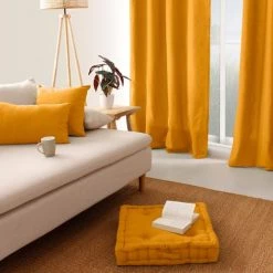 Home Maison Matelas Et Coussins De Sol Coussin De Sol Uni En Pur Coton Coton Moutarde 50 X 50 -Plaids Soldes coussin de sol uni en pur coton coton moutarde 50 x 50 2