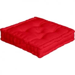 Home Maison Matelas Et Coussins De Sol Coussin De Sol Uni En Pur Coton Coton Rouge 50 X 50