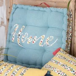 Stof Matelas Et Coussins De Sol Coussin Pouf De Sol Bleu 44x44cm -Plaids Soldes coussin pouf de sol bleu 44x44cm 1