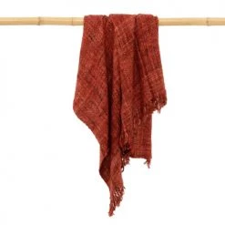 Bazar Bizar Plaids Couverture En Coton Rouge 170x130 -Plaids Soldes couverture en coton rouge 170x130 3