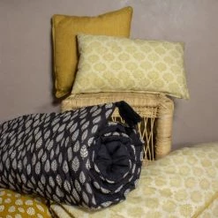 Now’s Home Plaids Couvre Canapé En Coton Noir L195cm -Plaids Soldes couvre canape en coton noir l195cm 3