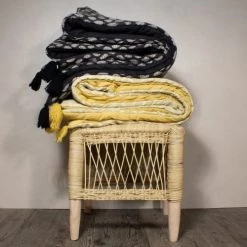 Now’s Home Plaids Couvre Canapé En Coton Noir L195cm -Plaids Soldes couvre canape en coton noir l195cm 4