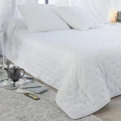 Linder Plaids Couvre Lit Aspect Matelassé Coton Blanc 240 X 180 -Plaids Soldes couvre lit aspect matelasse coton blanc 240 x 180 1