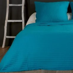 Linder Plaids Couvre Lit Et Taie Matelassés Polyester Bleu 240 X 180 -Plaids Soldes couvre lit et taie matelasses polyester bleu 240 x 180 5