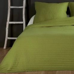 Linder Plaids Couvre Lit Et Taie Matelassés Polyester Vert Clair 240 X 180 -Plaids Soldes couvre lit et taie matelasses polyester vert clair 240 x 180 4