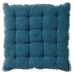 Dutch Decor Matelas Et Coussins De Sol Galette De Chaise Bleu En Coton 40x40 Cm Uni