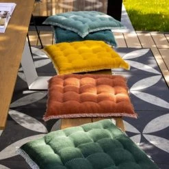 Dutch Decor Matelas Et Coussins De Sol Galette De Chaise Orange En Coton 40x40 Cm Uni -Plaids Soldes galette de chaise orange en coton 40x40 cm uni 3