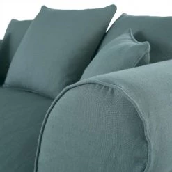 Maisons Du Monde Housses De Canapé Housse De Canapé 2 Places En Lin Froissé Bleu Céladon -Plaids Soldes housse de canape 2 places en lin froisse bleu celadon 1000 5 4 204430 3