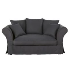 Maisons Du Monde Housses De Canapé Housse De Canapé 2 Places En Lin Beige Ficelle -Plaids Soldes housse de canape 2 places en lin froisse gris anthracite roma 1000 4 3 204429 1