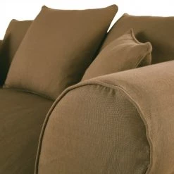 Maisons Du Monde Housses De Canapé Housse De Canapé 2 Places En Lin Froissé Marron Havane -Plaids Soldes housse de canape 2 places en lin froisse marron havane 1000 4 35 221599 3