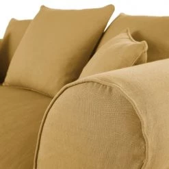 Maisons Du Monde Housses De Canapé Housse De Canapé 2 Places En Lin Froissé Ocre -Plaids Soldes housse de canape 2 places en lin froisse ocre 1000 8 7 204433 3