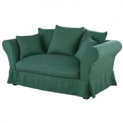 Maisons Du Monde Housses De Canapé Housse De Canapé 2 Places En Lin Froissé Vert -Plaids Soldes housse de canape 2 places en lin froisse vert 1000 5 36 221600 2