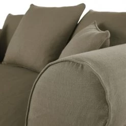 Maisons Du Monde Housses De Canapé Housse De Canapé 2 Places En Lin Froissé Vert Kaki -Plaids Soldes housse de canape 2 places en lin froisse vert kaki 1000 9 8 204434 3