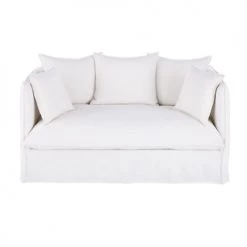 Maisons Du Monde Housses De Canapé Housse De Canapé 2 Places En Lin Supérieur Blanc