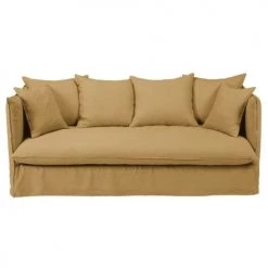 Maisons Du Monde Housses De Canapé Housse De Canapé 3/4 Places En Lin Froissé Ocre
