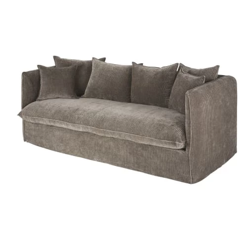 Maisons Du Monde Housses De Canapé Housse De Canapé 3/4 Places En Velours Côtelé Marron écorce 4 Maisons Du Monde Housses De Canapé Housse De Canapé 3/4 Places En Velours Côtelé Marron écorce – Image 2