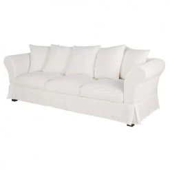 Maisons Du Monde Housses De Canapé Housse De Canapé 4/5 Places En Lin Froissé Blanc -Plaids Soldes housse de canape 4 5 places en lin froisse blanc 1000 11 27 204453 2