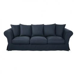 Maisons Du Monde Housses De Canapé Housse De Canapé 4/5 Places En Lin Froissé Bleu Nuit