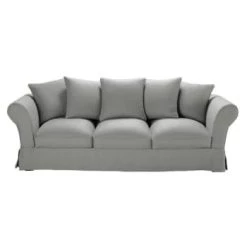 Maisons Du Monde Housses De Canapé Housse De Canapé 4/5 Places En Lin Froissé Blanc -Plaids Soldes housse de canape 4 5 places en lin froisse gris clair roma 1000 13 29 204455 1 1