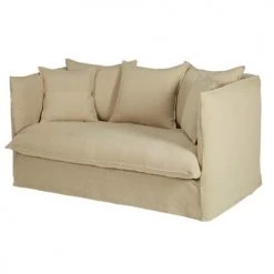 Maisons Du Monde Housses De Canapé Housse De Canapé Convertible 2 Places En Lin Froissé Beige Ficelle -Plaids Soldes housse de canape convertible 2 places en lin froisse beige ficelle 1000 13 16 204319 3