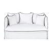 Maisons Du Monde Housses De Canapé Housse De Canapé Convertible 2 Places En Lin Froissé Blanc à Volants