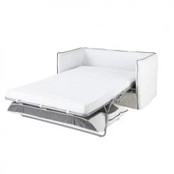 Maisons Du Monde Housses De Canapé Housse De Canapé Convertible 2 Places En Lin Froissé Blanc à Volants -Plaids Soldes housse de canape convertible 2 places en lin froisse blanc a volants 1000 11 31 204334 2