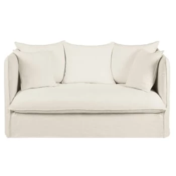 Maisons Du Monde Housses De Canapé Housse De Canapé Convertible 2 Places En Lin Froissé Blanc 7 Maisons Du Monde Housses De Canapé Housse De Canapé Convertible 2 Places En Lin Froissé Blanc – Image 5