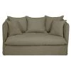 Maisons Du Monde Housses De Canapé Housse De Canapé Convertible 2 Places En Lin Froissé Vert Kaki