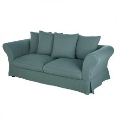 Maisons Du Monde Housses De Canapé Housse De Canapé Convertible 3/4 Places (12 Cm) En Lin Froissé Bleu Céladon -Plaids Soldes housse de canape convertible 3 4 places 12 cm en lin froisse bleu celadon 1000 6 22 204448 3