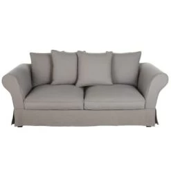 Maisons Du Monde Housses De Canapé Housse De Canapé Convertible 3/4 Places (12 Cm) En Lin Froissé Beige Ficelle -Plaids Soldes housse de canape convertible 3 4 places 12 cm en lin froisse gris clair roma 1000 4 20 204446 1