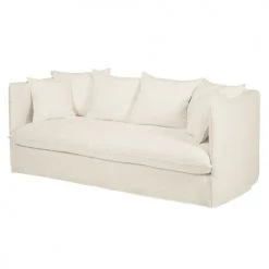 Maisons Du Monde Housses De Canapé Housse De Canapé Convertible 3/4 Places En Lin Froissé Blanc -Plaids Soldes housse de canape convertible 3 4 places en lin froisse blanc 1000 15 35 204338 4