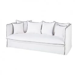 Maisons Du Monde Housses De Canapé Housse De Canapé Convertible 3/4 Places En Lin Froissé Blanc à Volants -Plaids Soldes housse de canape convertible 3 4 places en lin froisse blanc a volants 1000 5 18 204362 3
