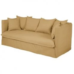 Maisons Du Monde Housses De Canapé Housse De Canapé Convertible 3/4 Places En Lin Froissé Ocre -Plaids Soldes housse de canape convertible 3 4 places en lin froisse ocre 1000 11 7 204351 3