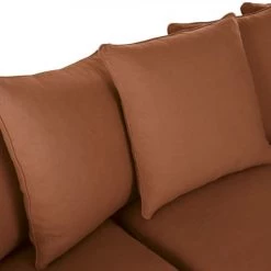 Maisons Du Monde Housses De Canapé Housse De Canapé D'angle Convertible 5 Places (matelas 12 Cm) En Lin Froissé Orange De Sienne -Plaids Soldes housse de canape d angle convertible 5 places matelas 12 cm en lin froisse orange de sienne 1000 16 30 221594 4