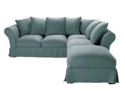 Maisons Du Monde Housses De Canapé Housse De Canapé D'angle Convertible (6 Cm) En Lin Froissé Ocre -Plaids Soldes housse de canape d angle convertible 6 cm en lin froisse bleu celadon roma 1000 7 40 204466 1 2