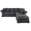 Maisons Du Monde Housses De Canapé Housse De Canapé D'angle Convertible (6 Cm) En Lin Froissé Gris Anthracite