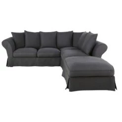 Maisons Du Monde Housses De Canapé Housse De Canapé D'angle Convertible (6 Cm) En Lin Froissé Bleu Céladon -Plaids Soldes housse de canape d angle convertible 6 cm en lin froisse gris anthracite roma 1000 6 39 204465 1 6
