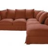 Maisons Du Monde Housses De Canapé Housse De Canapé D'angle Convertible (6 Cm) En Lin Froissé Terracotta -Plaids Soldes housse de canape d angle convertible 6 cm en lin froisse terracotta 1000 9 1 204468 1