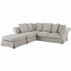 Maisons Du Monde Housses De Canapé Housse De Canapé D'angle Convertible 6 Places (matelas 12 Cm) Gris Clair -Plaids Soldes housse de canape d angle convertible 6 places matelas 12 cm gris clair 1000 14 9 212225 4