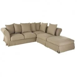 Maisons Du Monde Housses De Canapé Housse De Canapé D'angle Convertible En Lin Froissé Beige Ficelle -Plaids Soldes housse de canape d angle convertible en lin froisse beige ficelle 1000 13 5 204472 3