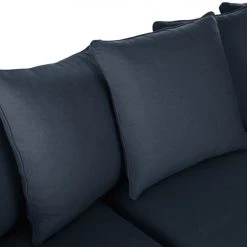 Maisons Du Monde Housses De Canapé Housse De Canapé D'angle Convertible En Lin Froissé Bleu Nuit -Plaids Soldes housse de canape d angle convertible en lin froisse bleu nuit 1000 0 9 204476 4