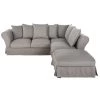 Maisons Du Monde Housses De Canapé Housse De Canapé D'angle Convertible En Lin Froissé Gris Clair
